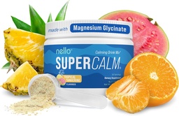 Nello Supercalm Powdered Drink Mix, Tropical Tangerine, L Theanine, Ksm-66 Ashwagandha, Magnesium Glycinate, Vitamin D 3, Supplements for Relaxation & Focus, Natural, No Sugar, Non GMO, 30 Srvg
