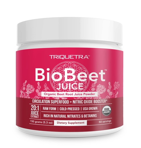 [BRSWGCANBF5BSFDD] BioBeet® Max Strength Beet Root Juice Powder – 20:1 Concentrate, Each Serving Derived from 60,000 mg Organic Beetroot - Cold-Pressed, USA Grown – Nitric Oxide, Circulation Support – 50 Servings