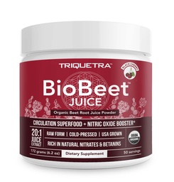 BioBeet® Beet Juice (Black Cherry Flavor) Max Strength 20x High Concentration than Beet Root Powder – Organic, Cold-Pressed, USA Grown, Raw Form – Nitric Oxide, Circulation Support (50 Servings)