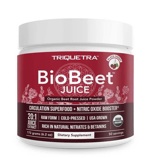 [BRSW2HY7OENA4HQ7] BioBeet® Beet Juice (Black Cherry Flavor) Max Strength 20x High Concentration than Beet Root Powder – Organic, Cold-Pressed, USA Grown, Raw Form – Nitric Oxide, Circulation Support (50 Servings)