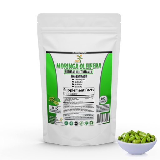 [BRSW2BI3OQNQYFY3] Moringa Oleifera 100 Veggie Capsules – 100% Pure Leaf Powder - 1000mg Per Serving - Complete Green Superfood Supplement - No Fillers, Binders - Pure Miracle Tree Moringa Super Greens Powder