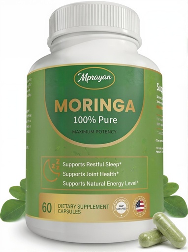 [BRSREBA6OBYBYG3O] Moringa Capsules 800mg – Moringa Oleifera Leaf Powder Superfood Herbal Supplement for Natural Energy, Immune, Antioxidant & Detox Support – Vegan, Non-GMO, 60 Veg Capsules