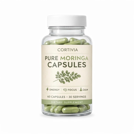 [BRSRGAARBUHBUFI7] Cortivia Moringa Capsules - Pure Moringa Powder, Natural Green Superfood Supplement - 60 Capsules