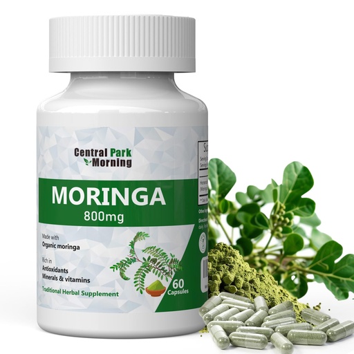 [BRSRACD3OEBBYA3F] Moringa Capsules, Moringa Powder Organic 800mg, Moringa Pure Capsules, Natural Green Superfood Supplement, Non-GMO, 60 Counts