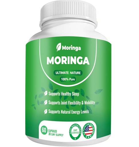 [BRSREHD5O4DQAALX] Moringa Capsules – 800mg Pure Moringa Powder Supplement – 60 Capsules for Natural Energy, Immune System, Skin & Gut Health Support, Green Antioxidant Superfood, Essential Vitamins & Amino Acids