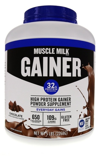 [BRSWIEYIBJ7R6CYZ] Muscle Milk Gainer Protein Powder, Chocolate, 32g Protein, 5 Pound