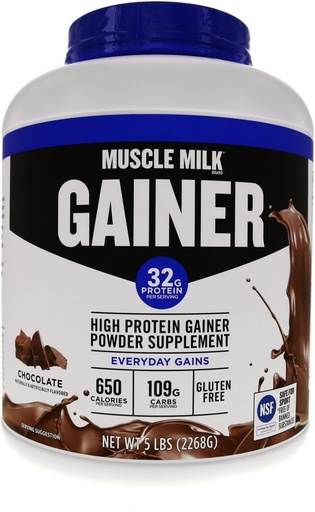 [BRSWIEYIBJ7R6CYZ] Muscle Milk Gainer Protein Powder, Chocolate, 32g Protein, 5 Pound