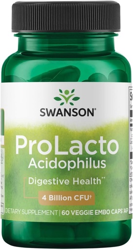 [BRSWIYT7PMHBKEY3] Swanson Prolacto Acidophilus 4 Billion Cfu 60 Veg Capsules