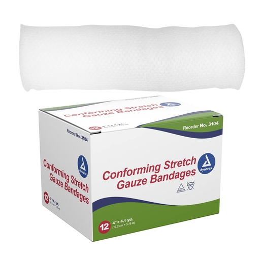 [BRSWIZYMCANBC2L4] Dynarex Stretch Gauze Bandages, 4" x 4.1 yds, Non-Sterile & Latex-Free, Wound Care in Medical and Home Environments, 1 Box of 12 Dynarex Stretch Gauze Bandages