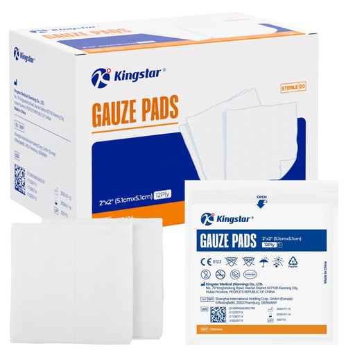 [BRSREFDQBZ6BAGQ4] 100 Pack Sterile Gauze Pads 2x2 Inch 12-Ply, 100% Cotton Medical Gauze Pads for Wound Care, Highly Absorbent Bulk Hospital-Grade First Aid & Surgical Dressing