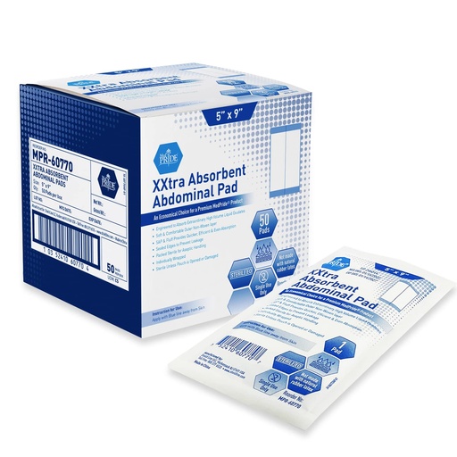 [BRSW2CY7CMFAA33D] MED PRIDE Sterile Abdominal Pads,5x9 in,Latex-Free,Non-Adherent,50-Count