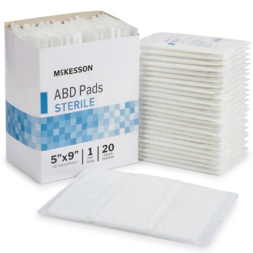 [BRSWGGL2OJYR4YA6] McKesson Sterile Abdominal- ABD Pads 20, Post Op, 5 x 9 in, 20 Pack | Individually Wrapped Wound Dressing, First Aid Pads Surgical-Grade, Nonstick-for Heavy Leakage, Nonwoven Cellulose