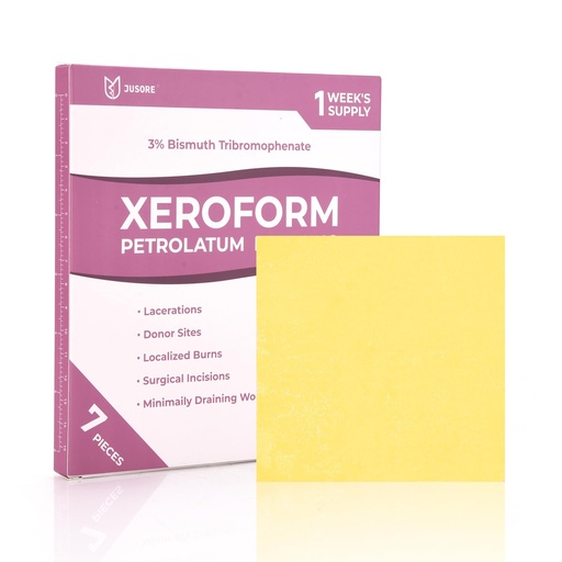 [BRSRAFT6PMPR63IU] Xeroform Petrolatum Dressing 4"x4" Gauze - FSA-HSA, Non Stick Gauze Pads, Medical Soft Fine Mesh Patch for Wound Care, Burns, Lacerations, Skin Grafts & Surgical Incisions, 7 Individual Pack