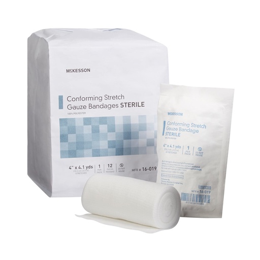 [BRSWGGL2OF7RMH3D] McKesson Conforming Stretch Gauze Bandages, Sterile, 4 in x 4 1/10 yd, 12 Count