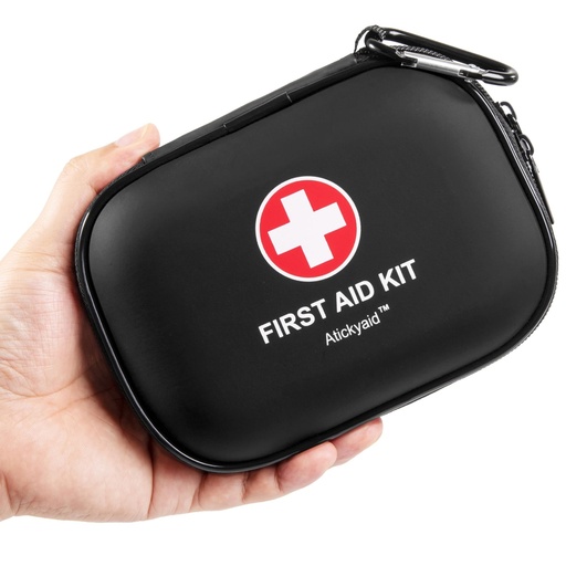 [BRSRAFAYBBYGYHI2] Mini First Aid Kit - 120 Piece Small Waterproof Hard Shell Medical Kit for Car, Home, Office, Travel, Camping, Sports, Outdoor, School - Emergency First Aid Supplies and Survival Kit (Black)