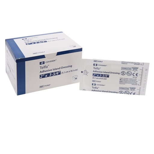 [BRSWIZQQBUMRKH3C] 7539Lf Telfa Island Wound Dressing, Latex Free, Sterile Gauze 2 X 3-3/4", Adherent 50per Box. 7539Lf by
