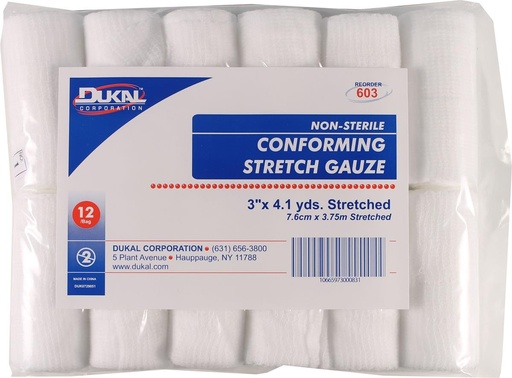 [BRSWIYQ7AF7W2FDK] 023010 Non-Sterile Conforming Stretch Gauze White, 3inch x 4.1Yard,12 count