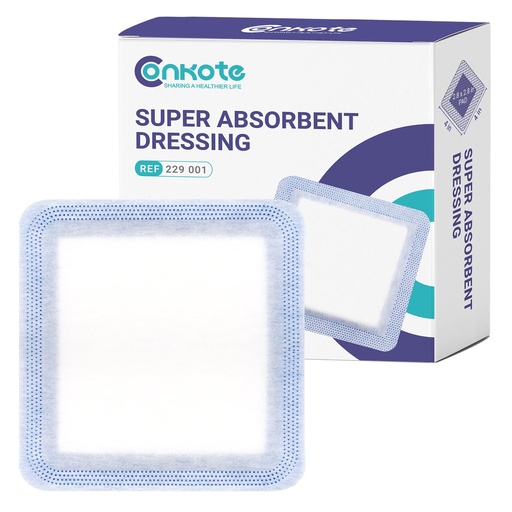 [BRSROHY5PICRADT4] Conkote Super Absorbent Dressing for Wound Care 10 Pack, FSA or HSA 4"x4" Sterile Non-Adhesive Absorbent Bandages, Wound Care Pads for High Exudating Wounds, Ulcer, Surgical, l - ll Degree Burns