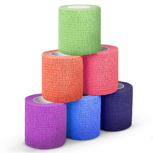 [BRSWKHQRPIOAM3Q2] Ever Ready First Aid Self Adherent Cohesive Bandages 3" x 5 Yards - 6 Count, Rainbow Colors
