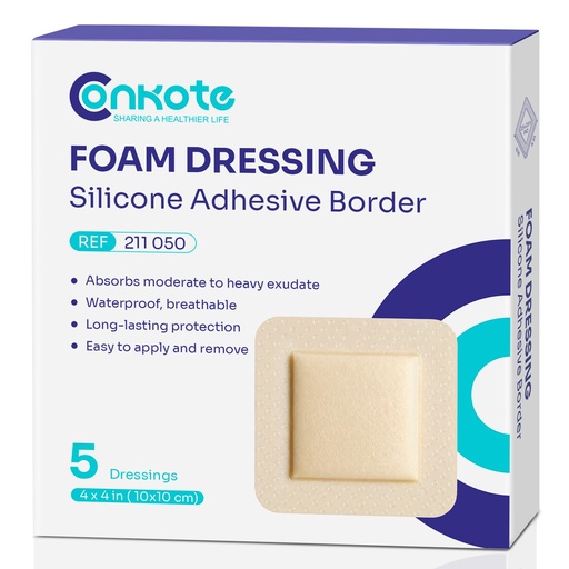 [BRSRAHQHDECW2FAY] Large Silicone Bandages 4'' X 4'', Foam Dressings for Ulcers, 5 Pack | Pads Used for Surgical Wounds, Pressure Ulcers, Diabetic Ulcers, Burns, Lacerations and Abrasions