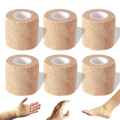 [BRSW2CTQO4HW2A36] Self Adhesive Bandage wrap, Elastic Bandage wrap 2 inch, Wrap for Injury | Self adhering, Self adherent cohesive wrap, adhesive wrap bandage rolls,For Sports, First Aid Tape, 5 Yards, 6 Pack