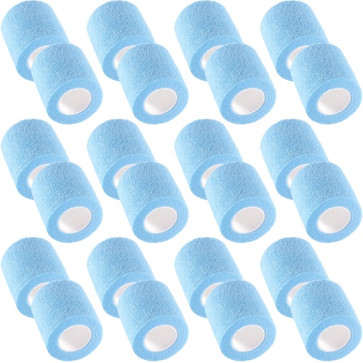 [BRSRGZYFOJ7AECLJ] IndigoCase 24 Rolls Self Adhesive Bandage Wrap 2 Inch, SkyBlue Color Elastic Athletic Tape, Vet Wrap, Wrist Tape, Small Bandage for Kids, Fingertip, Dog, Pets