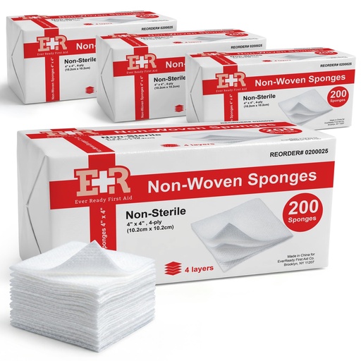 [BRSWGFDYDEJRSAY6] Ever Ready First Aid Non-Woven Sponges, Wound Care, Skin Care, 4" x 4", 4 Ply - 800 Count
