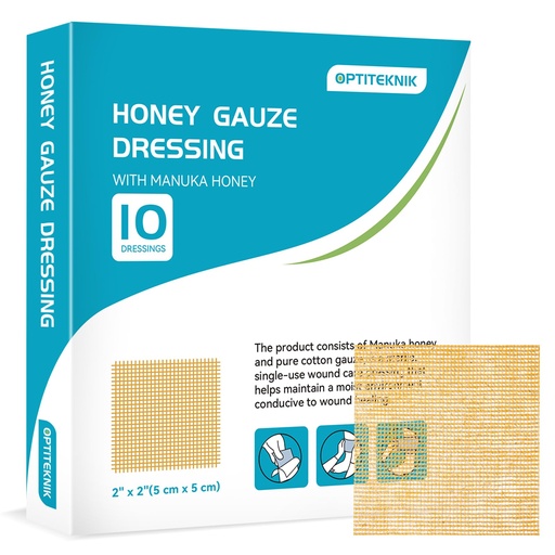 [BRSROZQ7PN6RMALK] Manuka Honey Gauze Dressing 2"x2" Pack of 10, Manuka Honey Wound Care Bandage for Cuts, Scalds and Burns, Wound Dressing Products
