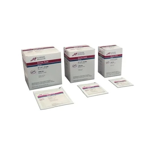 [BRSROCA7OIIGYCTK] School Health Sterile Gauze Pads for Wound Dressing, Individually Wrapped, Highly Absorbent Cotton | Gauze Pads for Wound Care & First Aid Kits - 100 Pack (3x3 Inch)