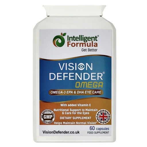 [BRSWEC35BEMBS23Z] Vision Defender Omega-3 Fish Oil Eye Health Supplement, DHA EPA 60 Softgels | High Strength EPA 800mg & DHA 400mg Daily, Dry Eyes & Eye Comfort Support, Vitamin E, Gluten & Lactose Free, 1 Month Supply
