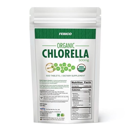 [BRSWECQOCUIGG2A4] Chlorella Tablets 500mg, 500ct, 83 Days - USDA Organic, Vegan, Food,Non-GMO, Detox, Broken Cell Wall by Taiwan