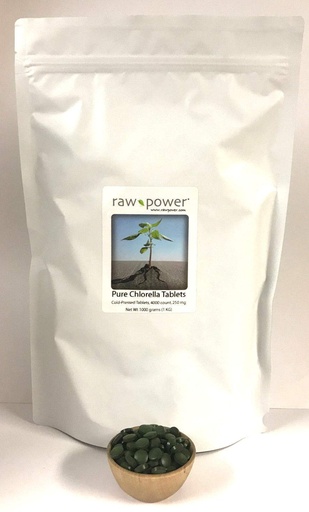 [BRSWIHIROEJWACTC] Raw Power Chlorella Tablets, Clean, Pure, ONE Kilo Bag, Bulk, Premium (4000 Tablets, 250mg Each, 1000 Grams Total), Organics Brand