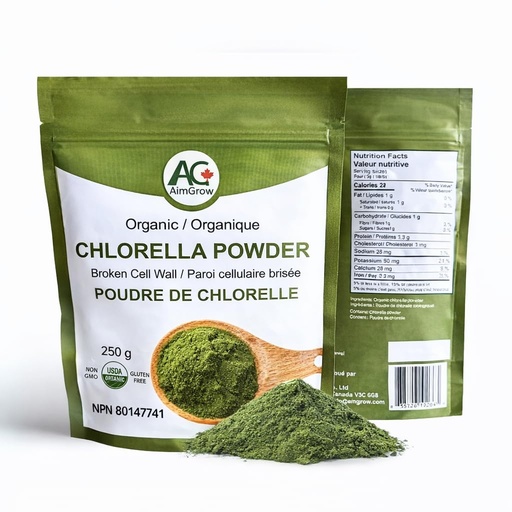 [BRSREZYHCEMBS2D6] Organic Chlorella Powder, Broken Cell Wall Chlorella for Daily Detox & Wellness, Canada Organic, Vegan, Non-GMO, 250g