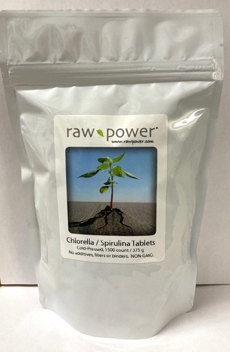 [BRSRMZT4BMNRMC3U] Raw Power Chlorella/Spirulina Tablets (1500 Count, 375 g, Cold-Pressed, 50/50 Blend, no additives, fillers, or Binders) Brand