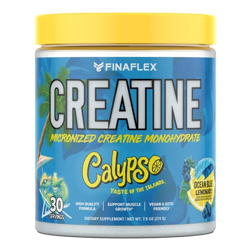 [BRSREEAHCEAR42DG] FINAFLEX PURE Creatine + CALYPSO, Ocean Blue Lemonade - 7.5 oz - Supports Muscle Growth - 5g of Micronized Creatine Monohydrate - 30 Servings