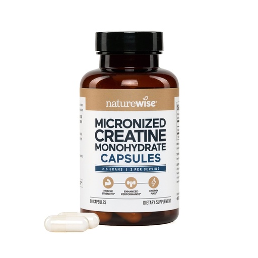 [BRSREZYTBB7AKCL7] NatureWise Micronized Creatine Monohydrate Pills, 2500mg Per Serving - Creatine for Women & Men - Pure, Unflavored, Supports Lean Muscle Mass, Endurance - 60 Capsules[30-Day Supply]