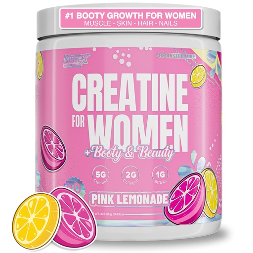 [BRSREGAHPMPAOHLG] Nutrex Research Creatine for Women Booty & Beauty – Pink Lemonade | 5g Creatine, 2g Collagen, BCAAs & Hyaluronic Acid | Gluten Free, 30 Servings
