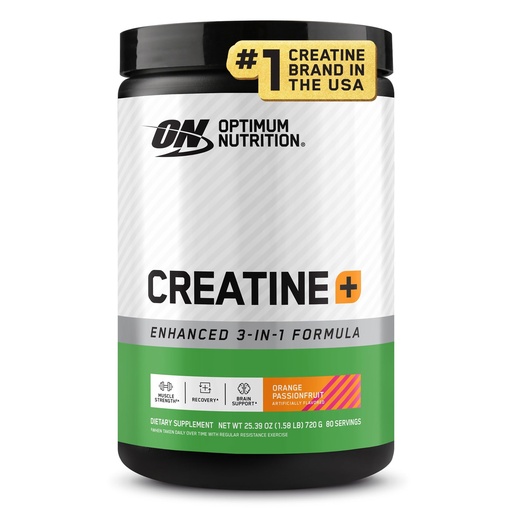 [BRSREYD4PICAEELB] Optimum Nutrition Creatine Monohydrate Plus Powder, Orange Passionfruit Flavored Creatine Performance Blend With Electrolytes for Hydration, Added Vitamins, 80 Servings, 720 Grams (Packaging May Vary)
