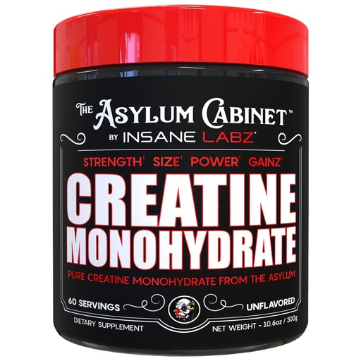 [BRSWGCYOCUNWEHL6] Insane Labz Creatine Monohydrate - Unflavored, Supports Increased Strength, Size and Power, 5g Per Serving, 60 Servings
