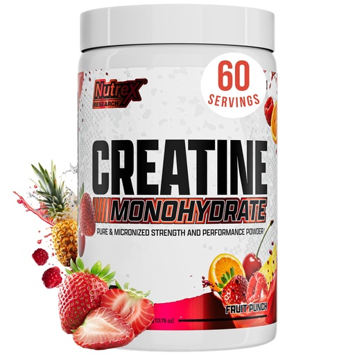 [BRSREFQROUIGM2T6] Nutrex Research Flavored Creatine Powder, Fruit Punch | 5g Creatine, Mixes Easily | Supports Energy, Muscle Growth, Energy and Performance | 60 Servings (60 Servings, Fruit Punch)