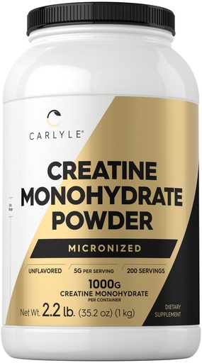 [BRSREBQTDMAQEDQY] Carlyle Creatine Monohydrate Powder 5000mg | 200 Servings | Unflavored | 2.2lbs | Micronized Creatine Supplement | Vegan, Non-GMO, Gluten Free