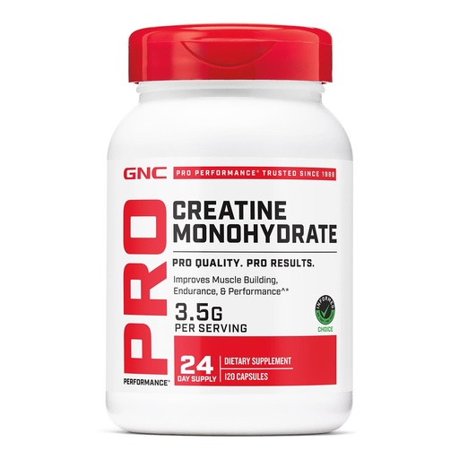 [BRSREBDQDEHBSCD6] GNC Pro Performance Creatine Monohydrate, Improves Muscle Building, Endurance, Performance, 3.5g, 120 Capsules