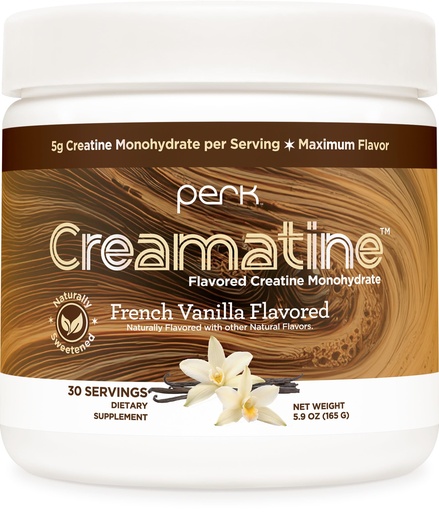 [BRSRECAEPIHBSCDD] Perk Creamatine (French Vanilla) 30 Servings - Flavored Creatine Monohydrate, 5g of Creatine per Serving, Naturally Sweetened, Zero Sugar, Gluten-Free, Soy-Free