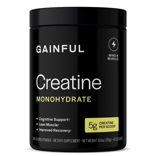 [BRSRGYD2OV6GKDY6] Gainful Creatine Powder, Post Workout Amino Acid Supplement, Muscle, Energy & Focus Support, 5g Creatine Monohydrate, Unflavored, 60 Servings
