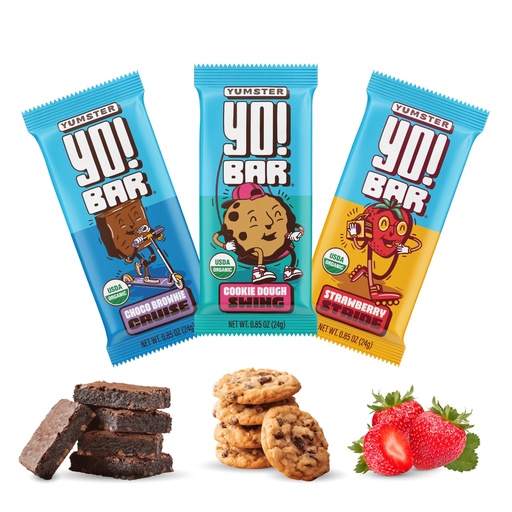 [BRSWYGI2BF6A4CIU] Yo! Bar by Bearded Brothers Vegan Organic Kids Bar | Gluten Free, Paleo and Whole 30 | Soy Free, Non-GMO, Low Glycemic, No Sugar Added, Fiber + Whole Foods | Variety 3 Flavor Pack | 25 Bars