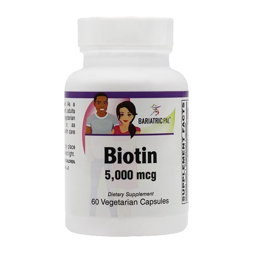 [BRSWYAT4O4HWKCDD] BariatricPal Biotin 5,000 mcg Easy Swallow Capsules (60ct Bottle)