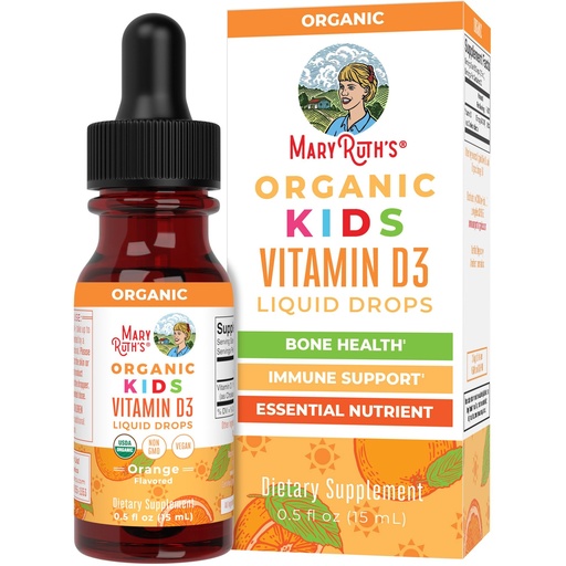 [BRSWYBQKOYHBM3L2] MARYRUTH'S USDA Organic Vitamin D3 Liquid Drops for Kids | 640 IU Vitamin D3 Per Serving | Kids Immune Support & Bone Health Supplement | Formulated for Ages 4-13 | 0.5oz | 30 Servings