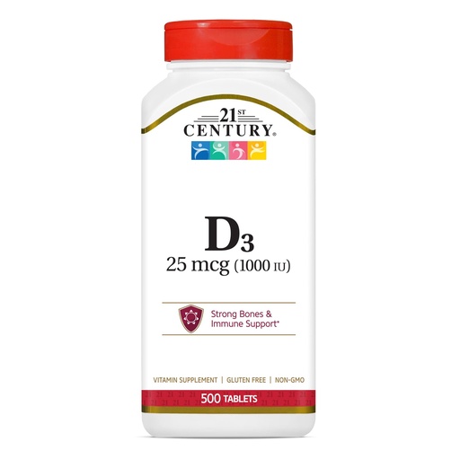 [BRSWIYILAJYR2H3G] 21st Century D3 1000 IU Tablets, 500 Count