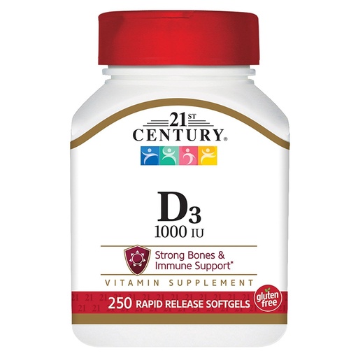 [BRSWI237BINQ2AA7] 21st Century D3 1000 IU Softgels, 250 Count (27415)