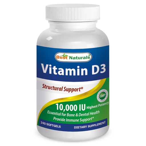 [BRSWIGQQBJ4WEFT4] Best Naturals Vitamin D3 10000 IU Softgel, 240 Count